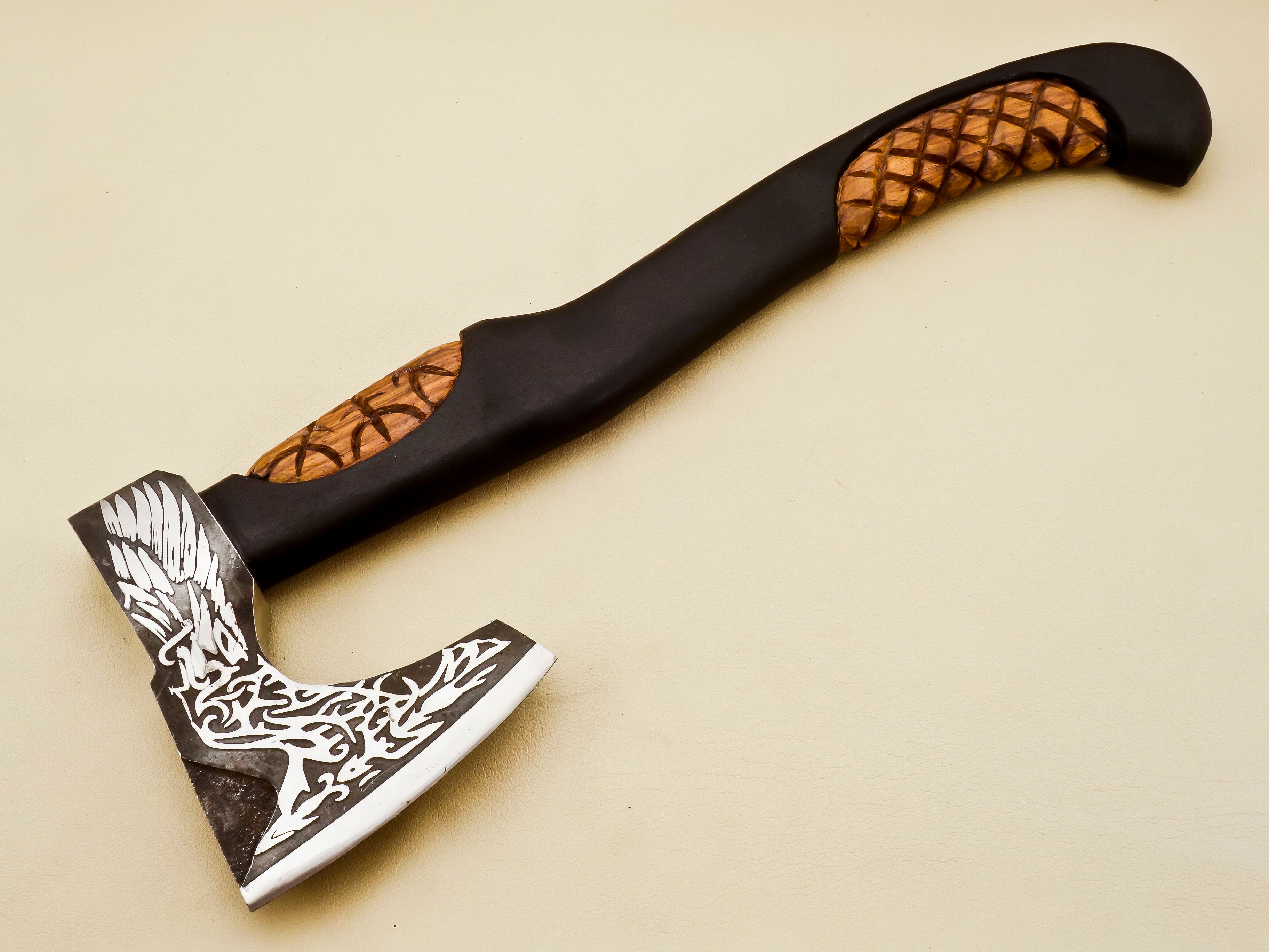 custom handmade viking axe hand engraved