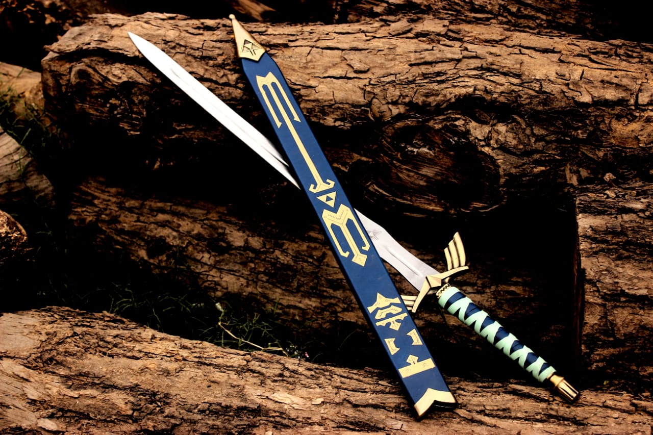 ⚔️ Golden Legend of Zelda Skyward Sword Replica – 40” Stainless Steel Master Sword with Scabbard & Wall Mount