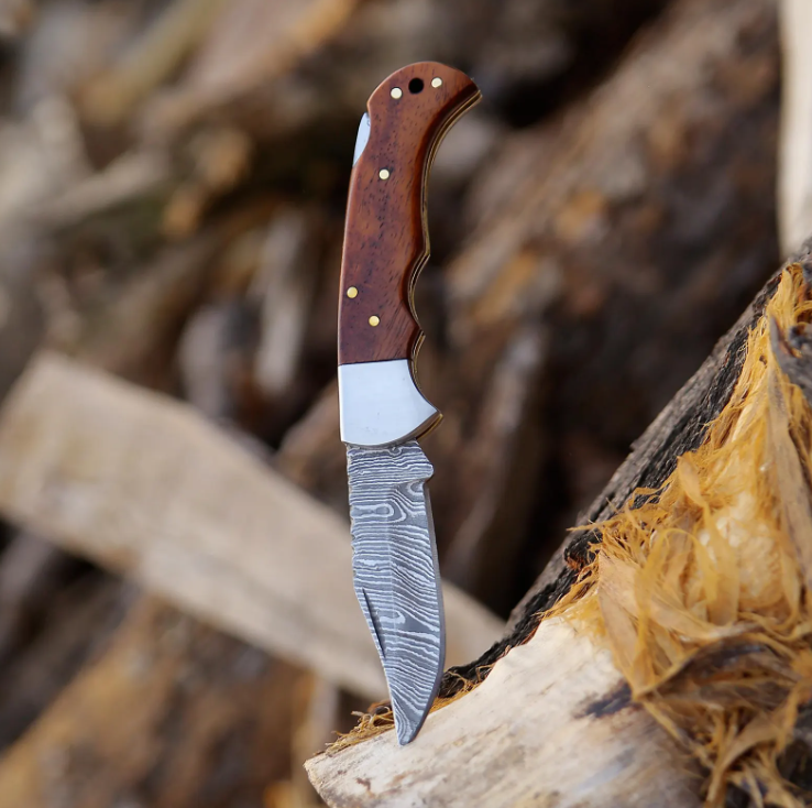 Custom Handmade Damascus Steel Pocket Knife