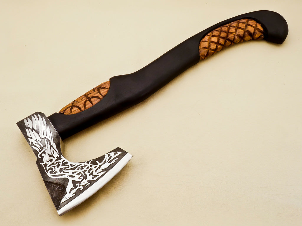custom handmade viking axe hand engraved