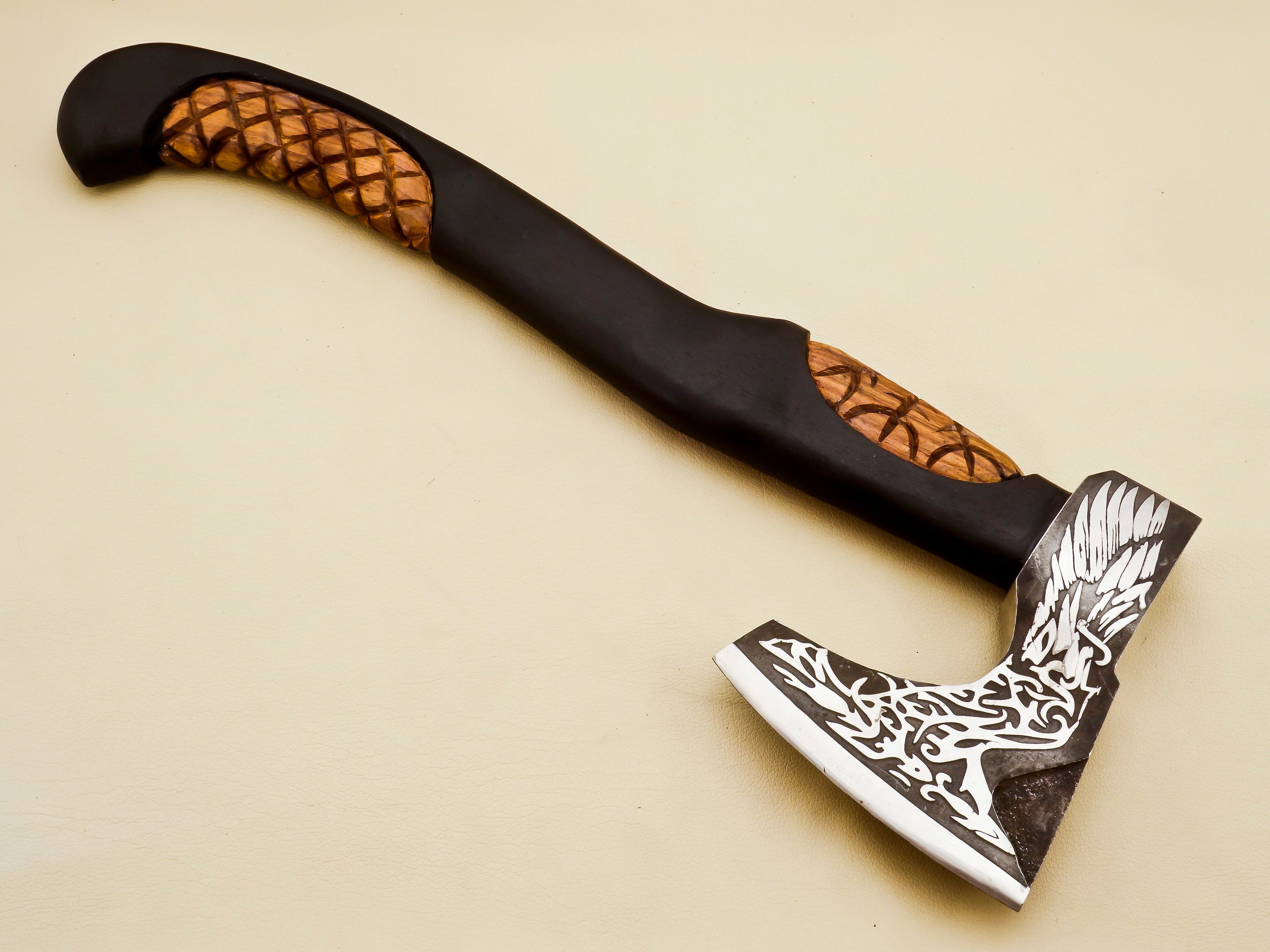 custom handmade viking axe hand engraved