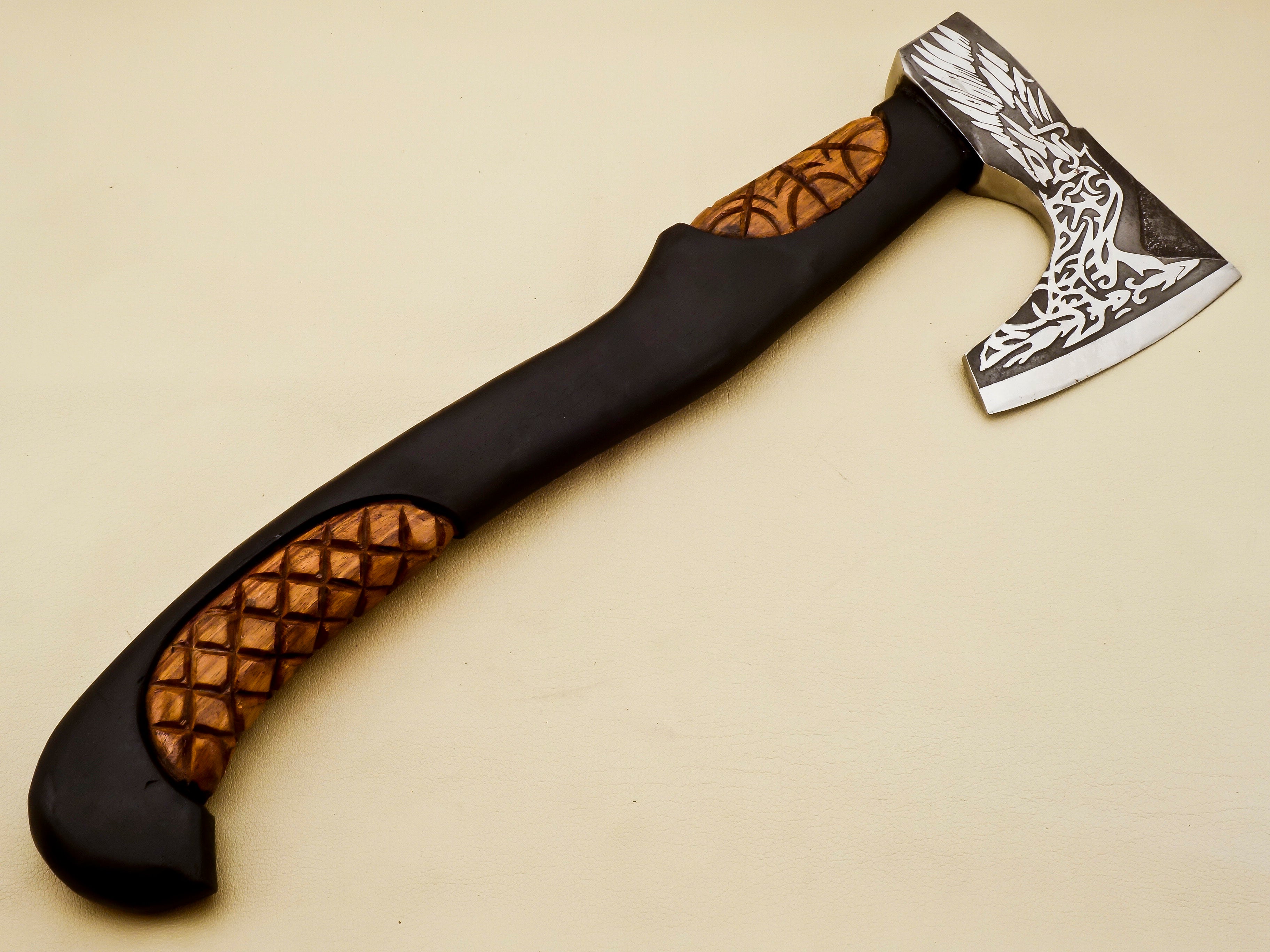 custom handmade viking axe hand engraved
