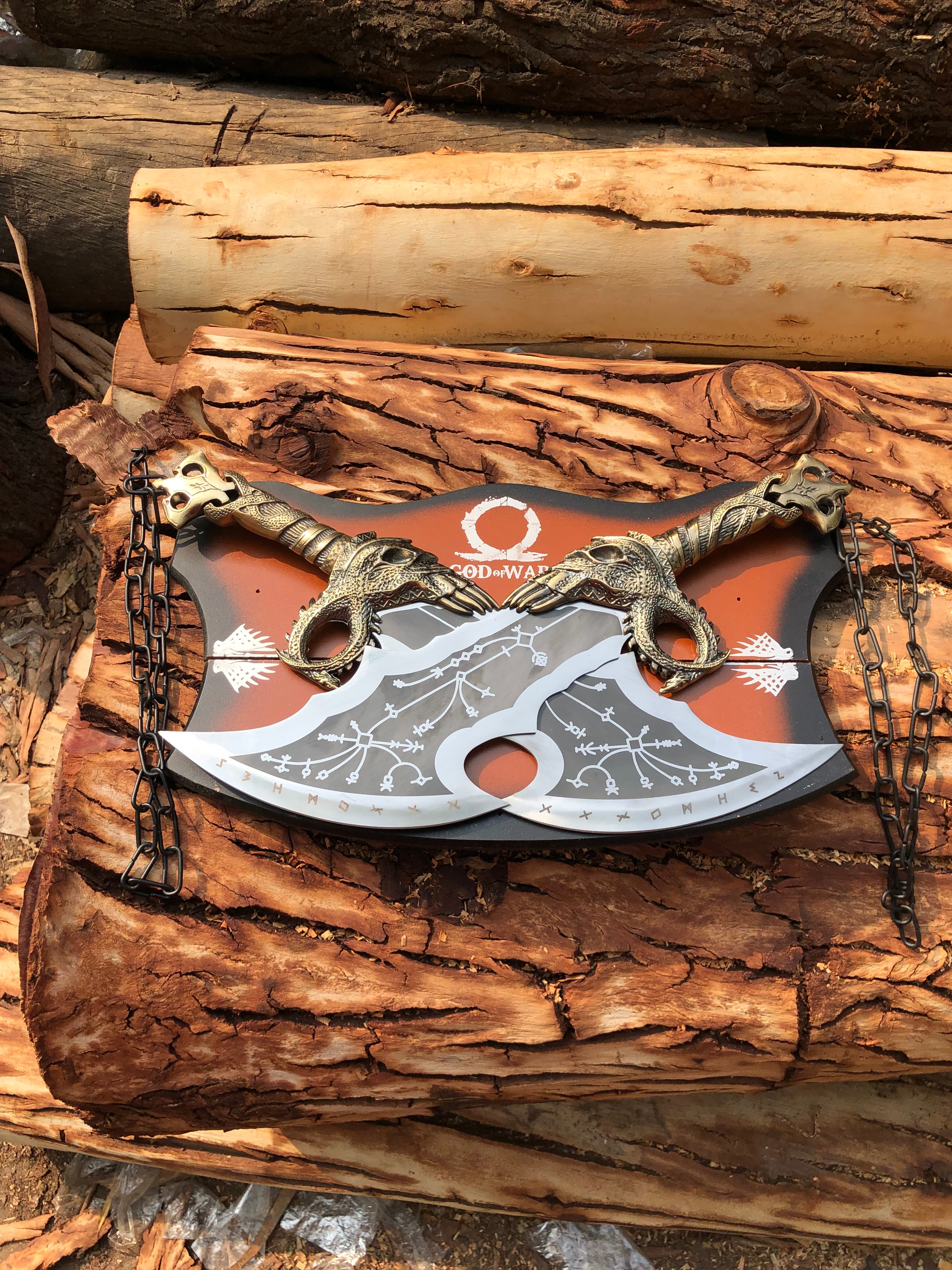 🗡️ God of War Blades of Chaos Replica – 21” Stainless Steel Fantasy Sword with Wall Mount&nbsp;