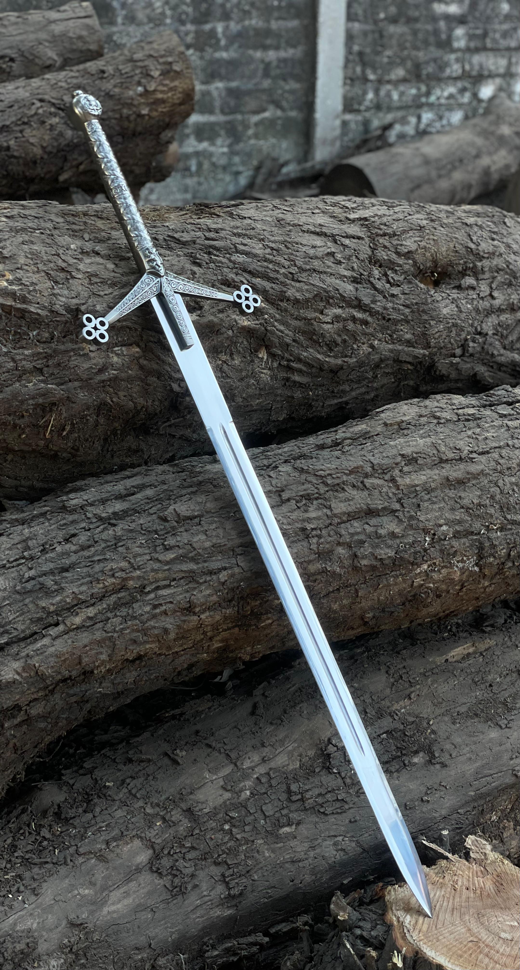 🛡️ Highland Scottish Claymore Sword Replica – 40” Stainless Steel Sword with Leather Sheath
