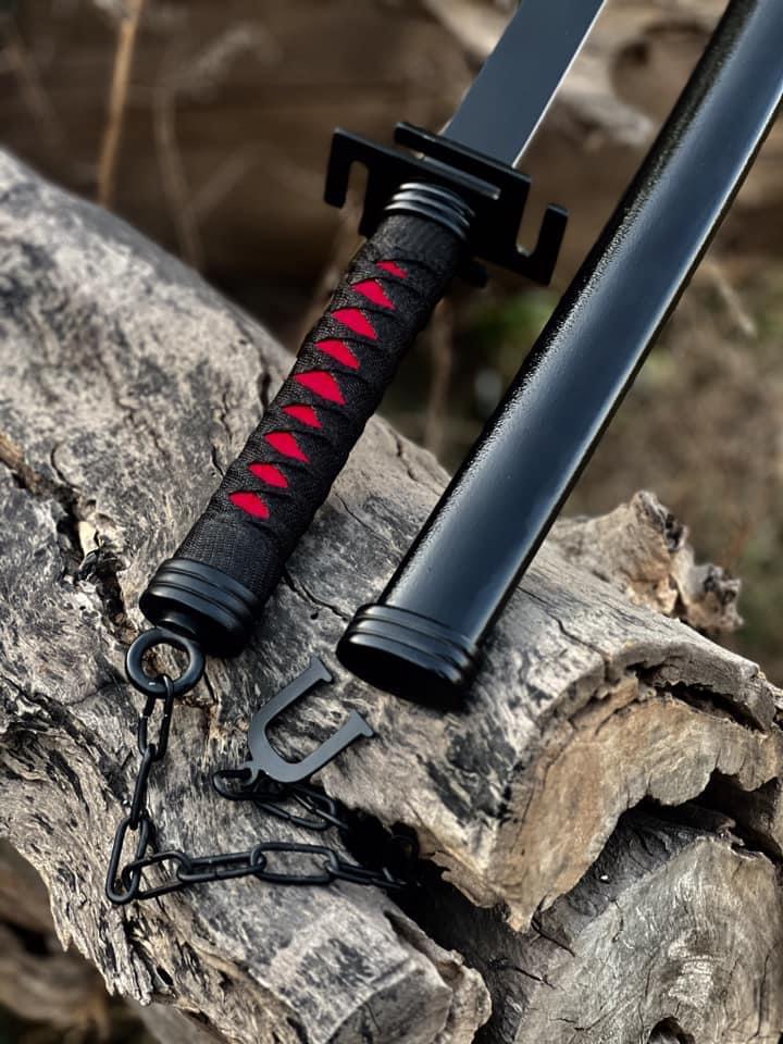 Black Katana Sword – 40" Powder-Coated Steel Blade Scabbard