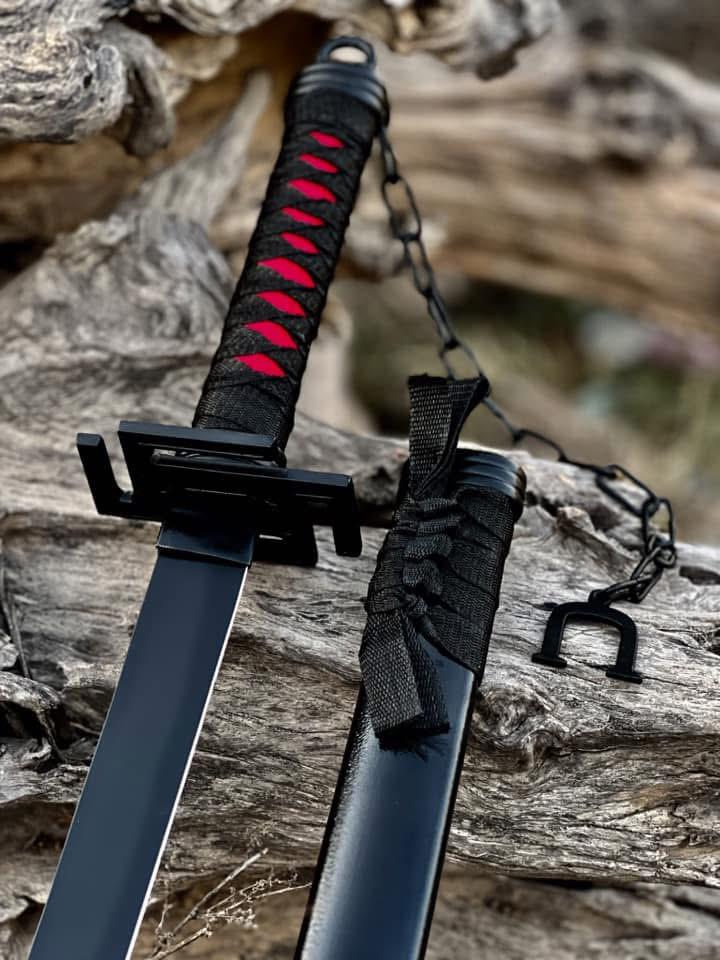 Black Katana Sword – 40" Powder-Coated Steel Blade Scabbard