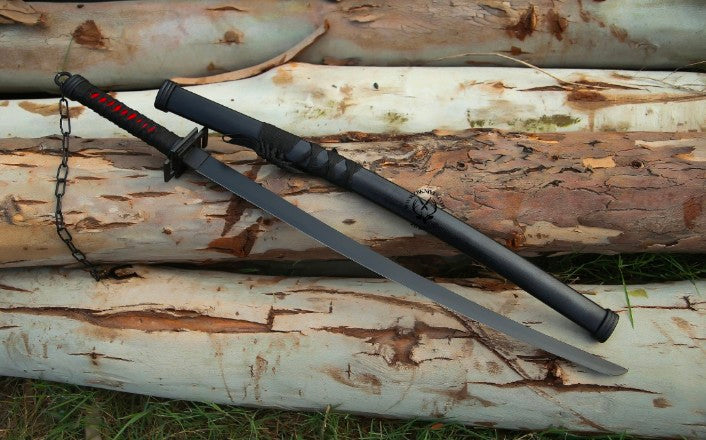 Black Katana Sword – 40" Powder-Coated Steel Blade Scabbard