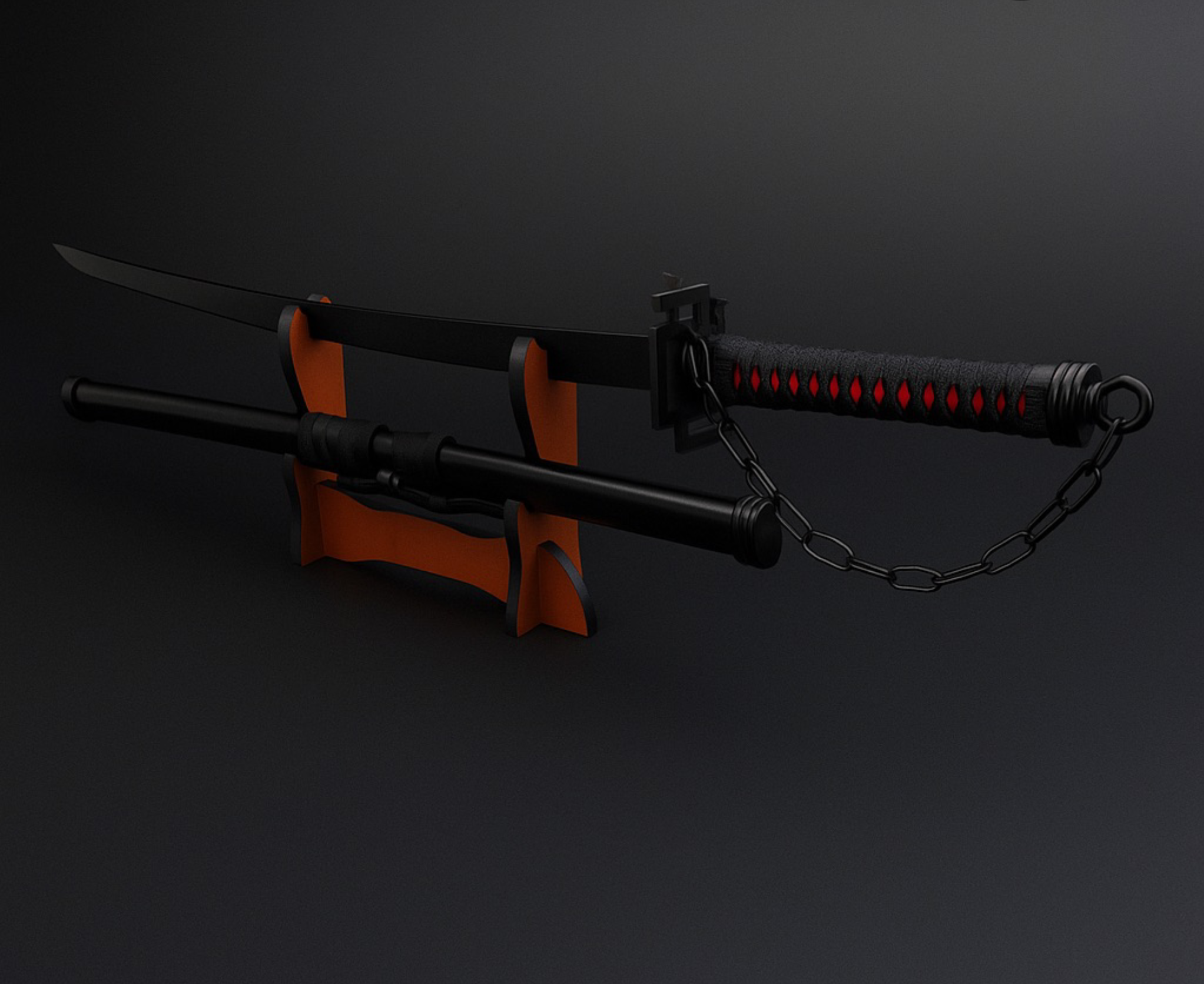 Black Katana Sword – 40" Powder-Coated Steel Blade Scabbard