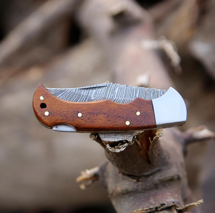 Custom Handmade Damascus Steel Pocket Knife